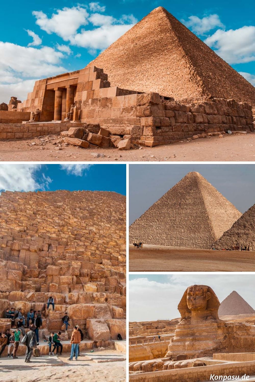 Bilder der Pyramiden in Gizeh, der Sphinx und dem umliegenden Sehenswürdigkeiten in Kairo