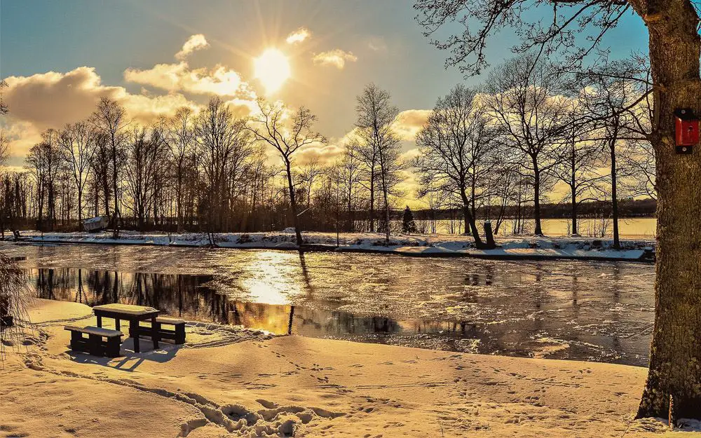 Winterwetter am Land in Schweden