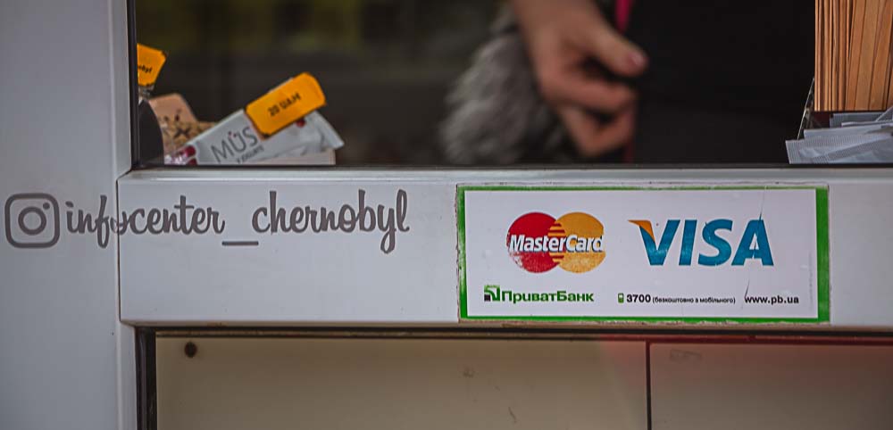 Akzeptierte Kreditkarten in Tschernobyl in der Ukraine