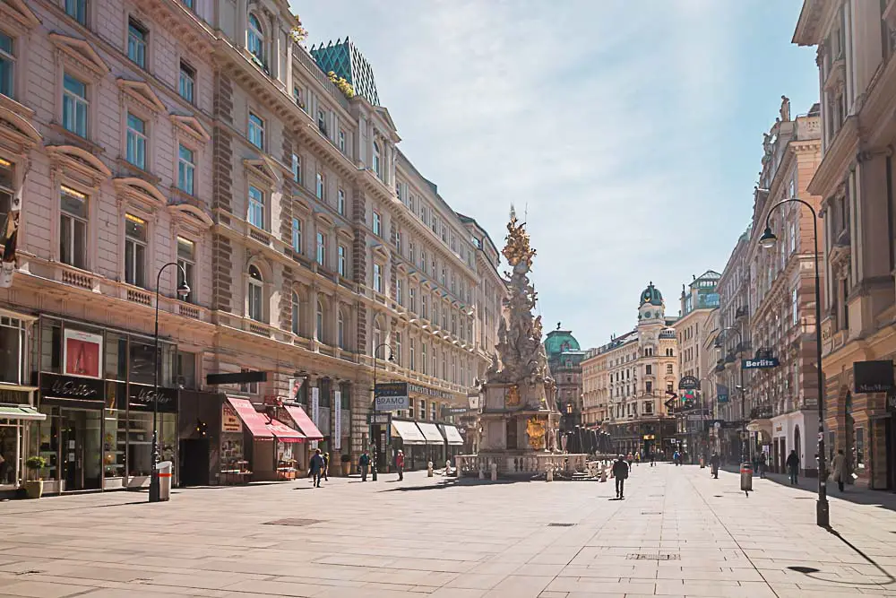 Graben mit der Pestsäule in Wien, Österreich Graben mit der Pestsäule in Wien, Österreich