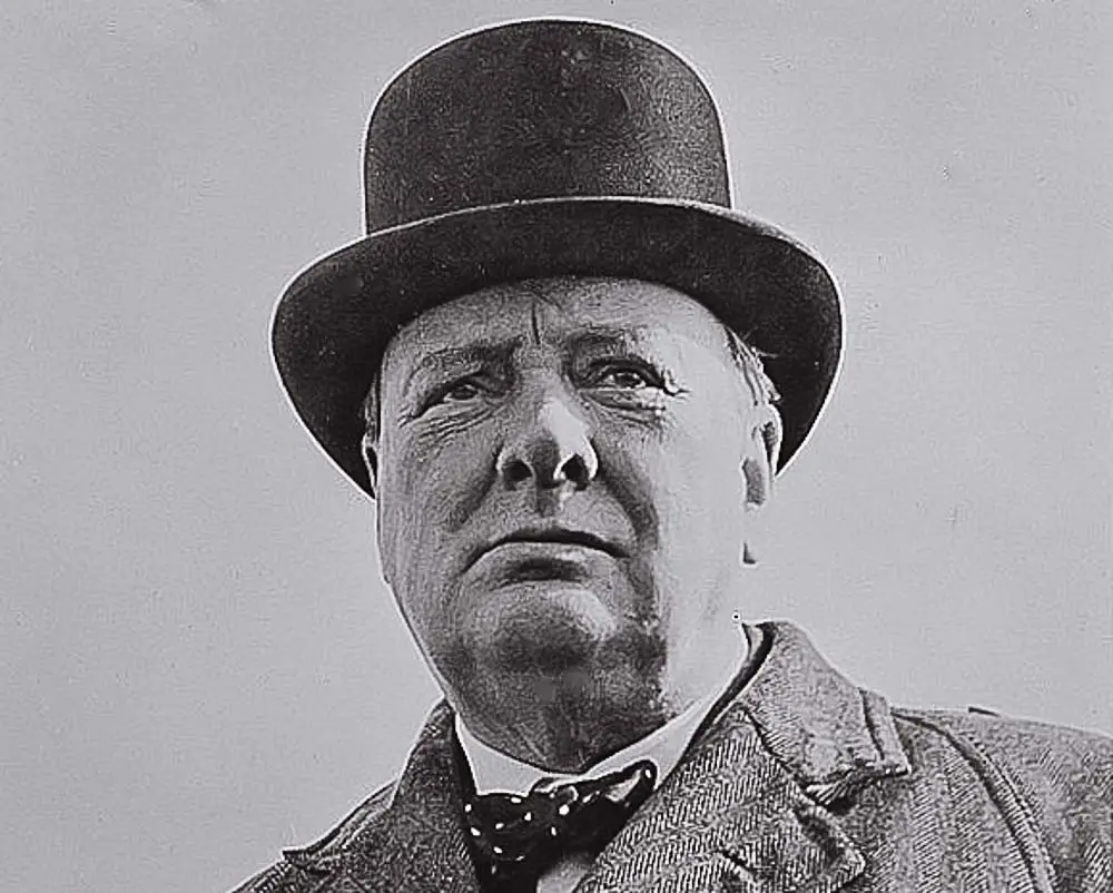Winston Churchill auf einem alten Bild aus dem Zweiten Weltkrieg