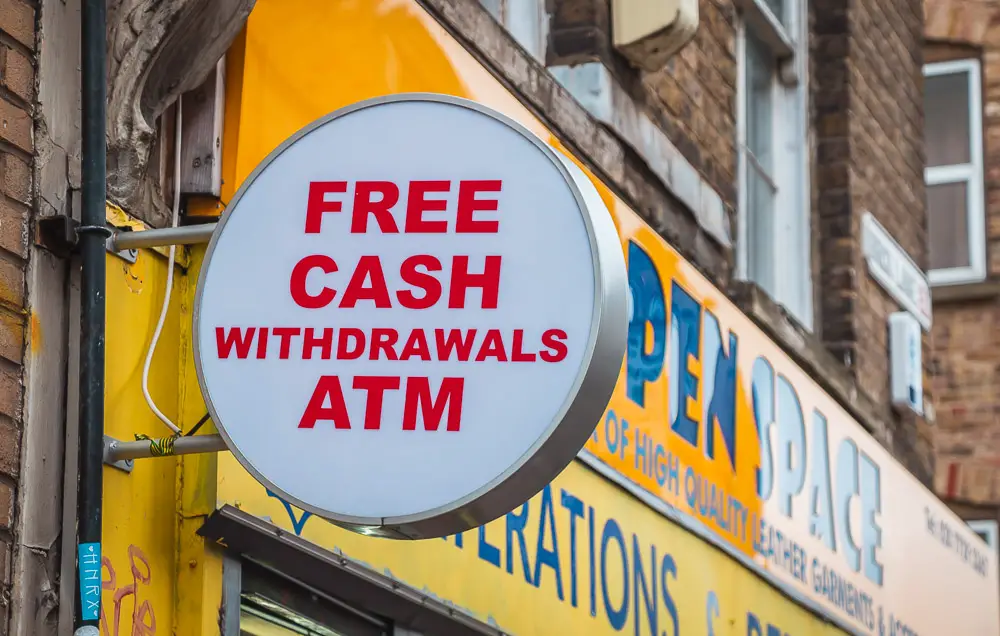 Free Cash Withdrawl ATM in London in England