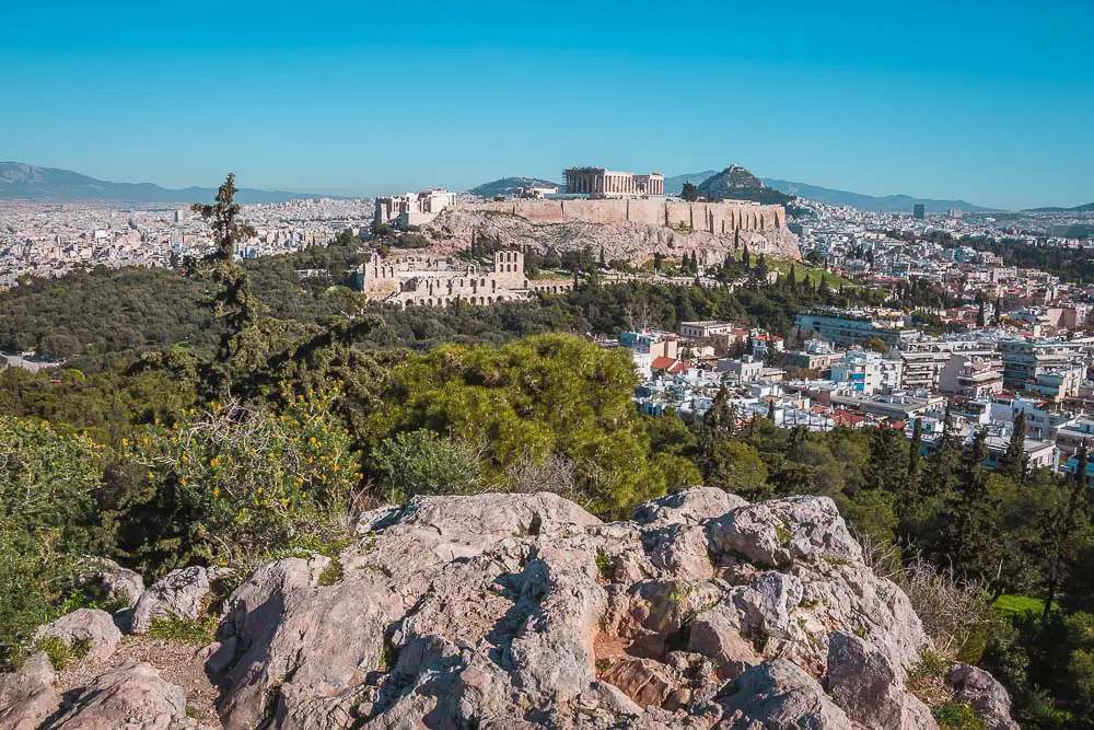 Ausblick auf die Akropolis in Athen in Griechenland