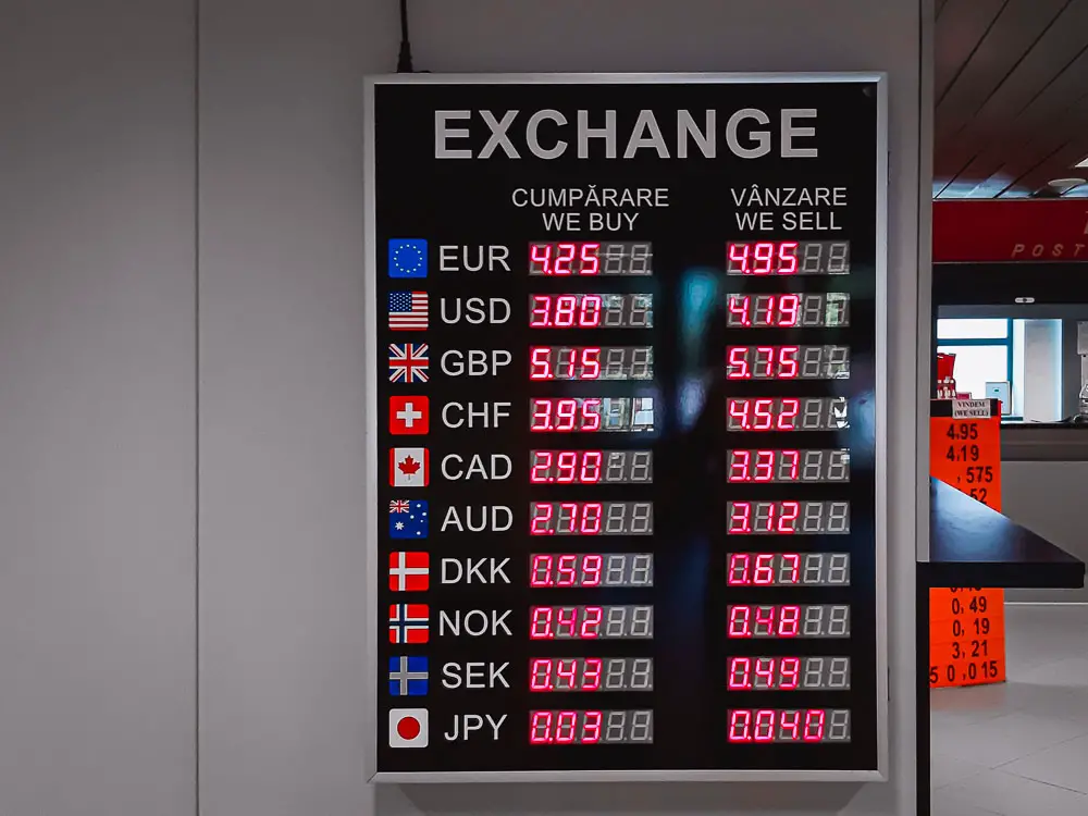 Exchange in Rumänien mit schlechtem Wechselkurs