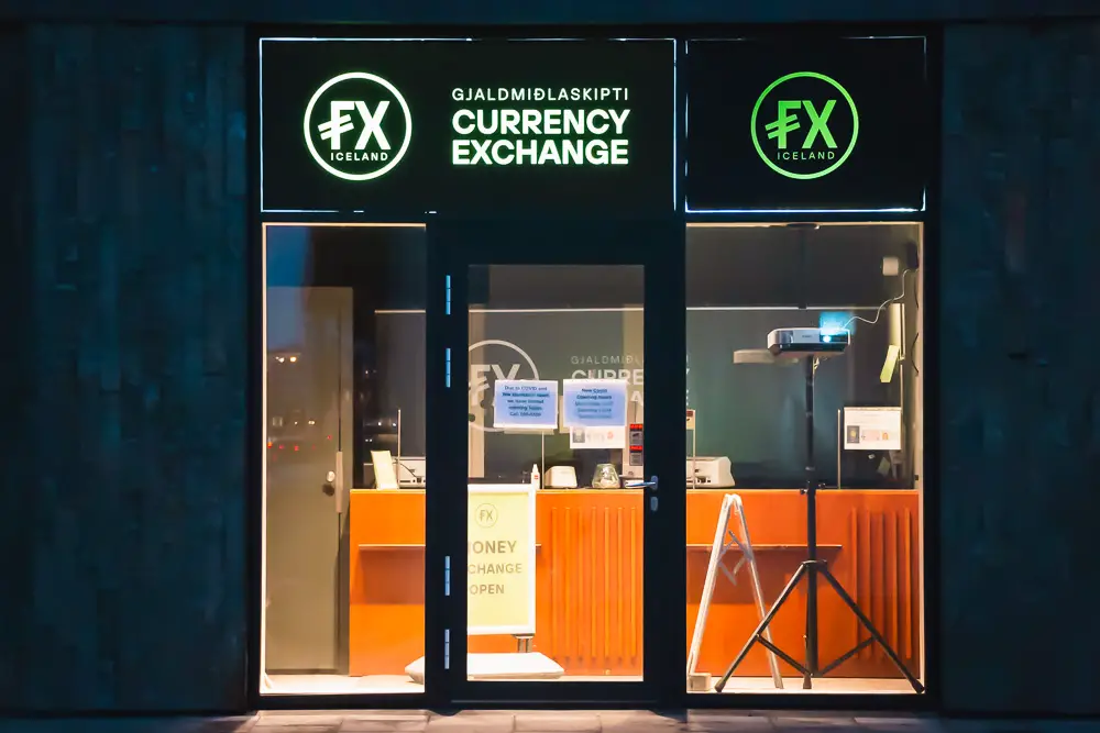Currency Exchange FX Wechselstube in Reykjavik in Island