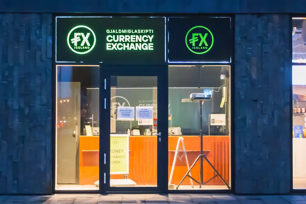 Currency Exchange FX Wechselstube in Reykjavik in Island