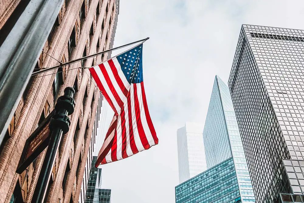 Finanzdistrikt mit Banken in New York in den USA Finanzdistrikt mit Banken in New York in den USA
