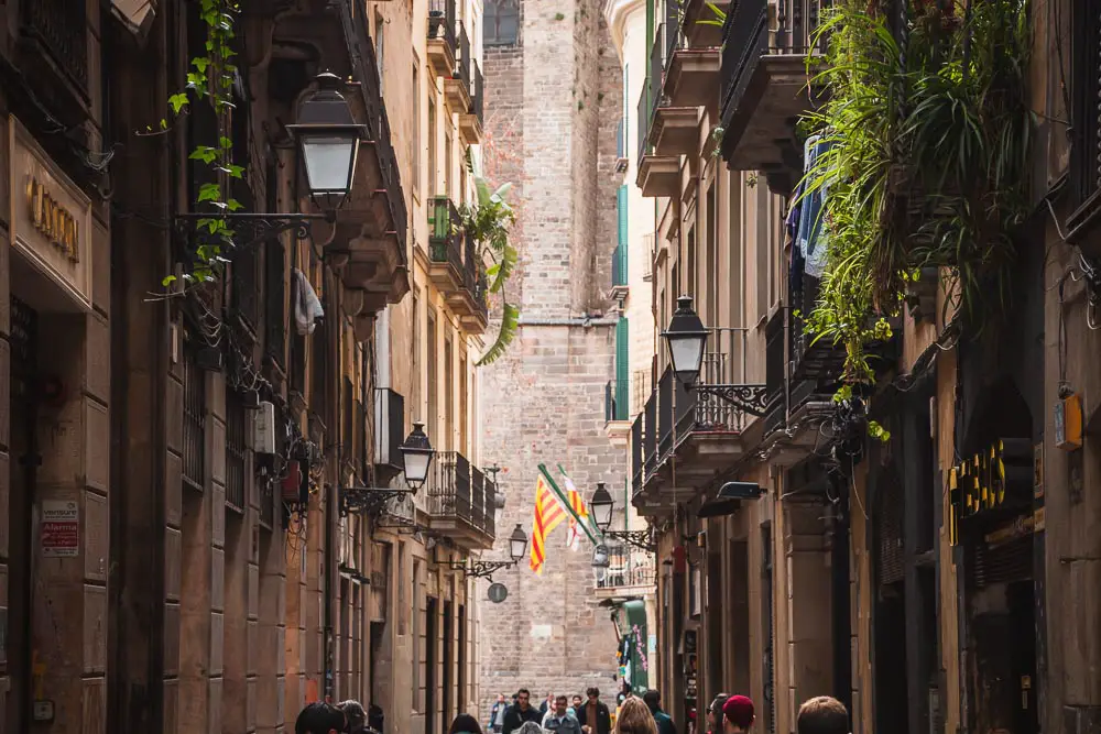 Altstadt Barri Gotic in Barcelona in Spanien