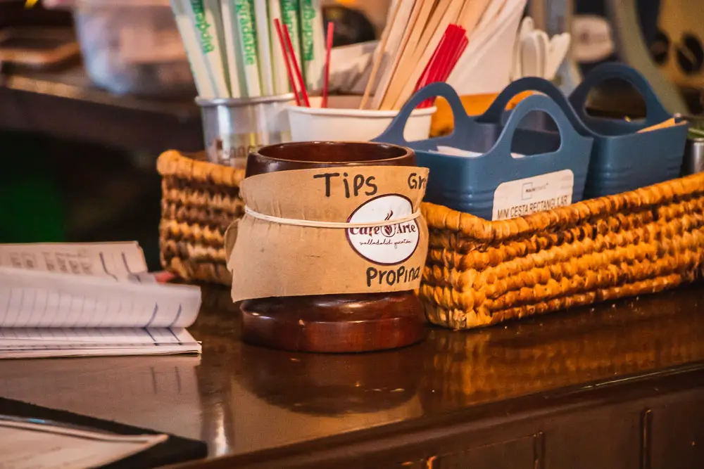 Schale Tips Propina in einem Café in Mexiko