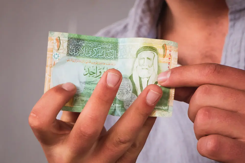 Jordanischer Dinar Geldschein in Jordanien