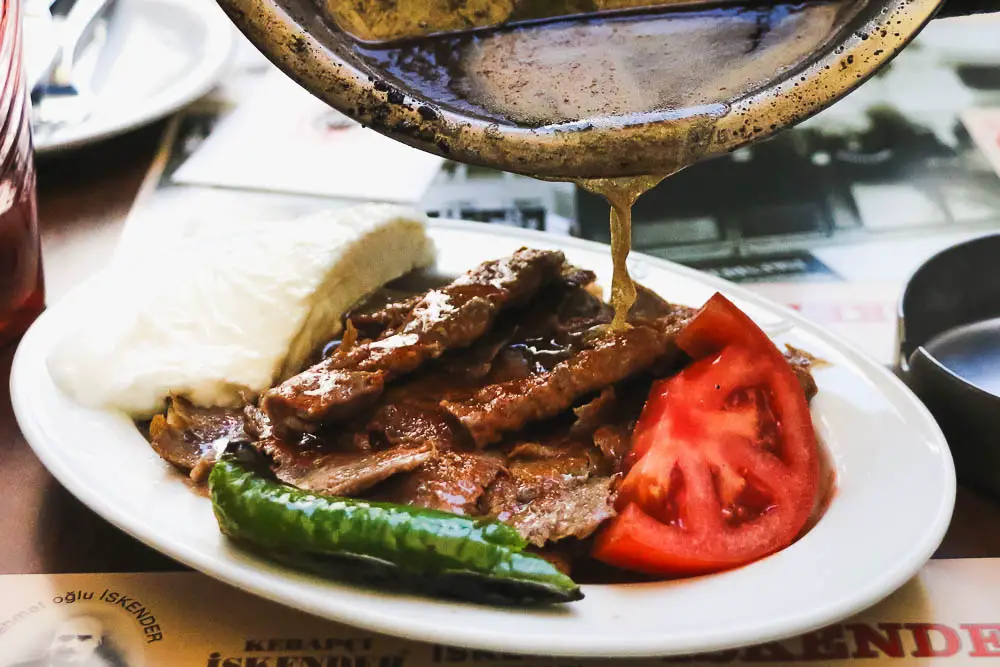 Iskender Kebab in einem Restaurant in Istanbul in der Türkei