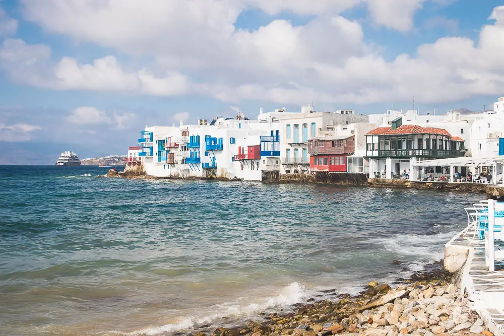 Little Venice auf der Insel Mykonos in Griechenland Little Venice auf der Insel Mykonos in Griechenland