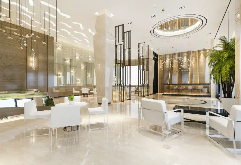 Moderne Lobby mit Rezeption von einem Hotel Moderne Lobby mit Rezeption von einem Hotel
